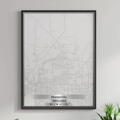 ROAD MAP OF SHARPSVILLE, PENNSYLVANIA BY MAPBAKES