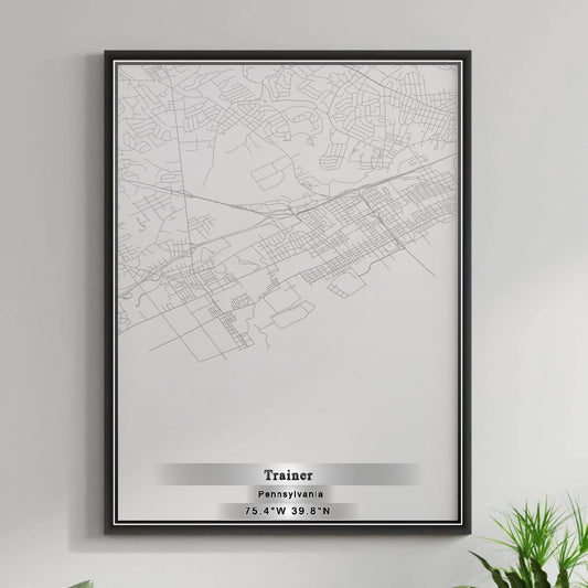 ROAD MAP OF TRAINER, PENNSYLVANIA BY MAPBAKES