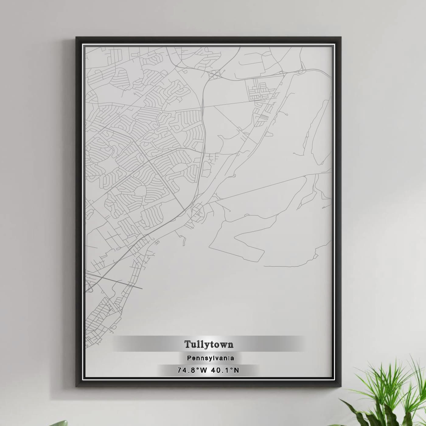 ROAD MAP OF TULLYTOWN, PENNSYLVANIA BY MAPBAKES