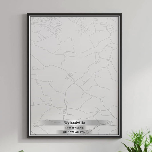 ROAD MAP OF WYLANDVILLE, PENNSYLVANIA BY MAPBAKES