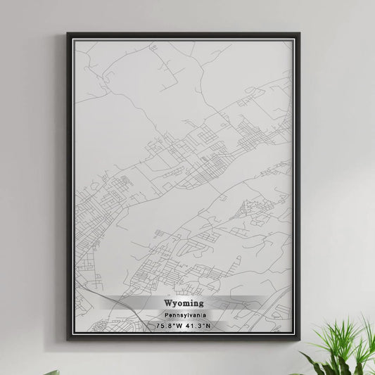 ROAD MAP OF WYOMING, PENNSYLVANIA BY MAPBAKES