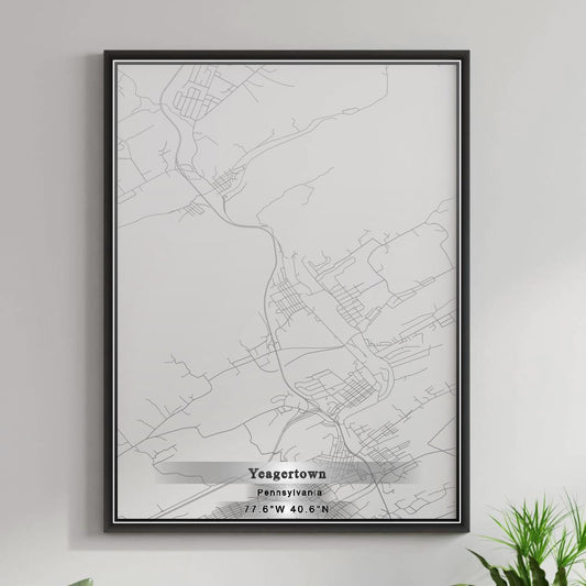 ROAD MAP OF YEAGERTOWN, PENNSYLVANIA BY MAPBAKES