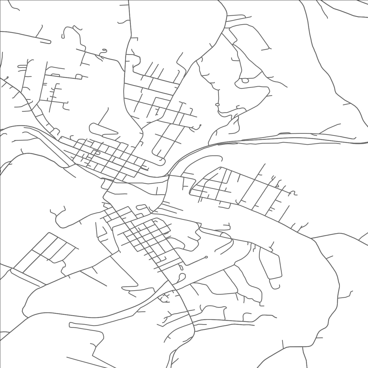 ROAD MAP OF CURWENSVILLE, PENNSYLVANIA BY MAPBAKES