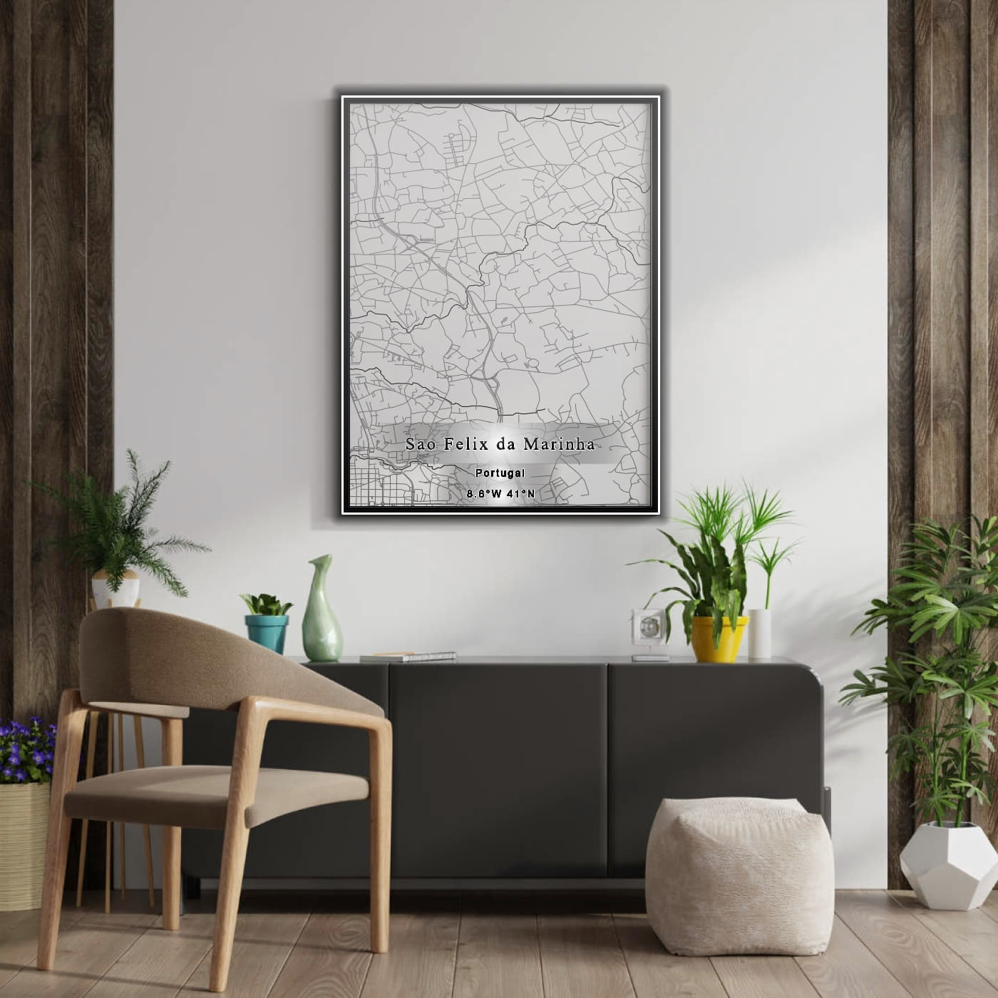 ROAD MAP OF SAO FELIX DA MARINHA, PORTUGAL BY MAPBAKES