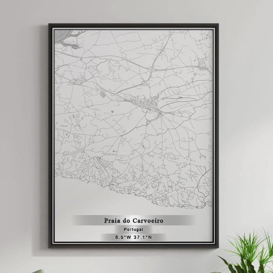 ROAD MAP OF PRAIA DO CARVOEIRO, PORTUGAL BY MAPBAKES