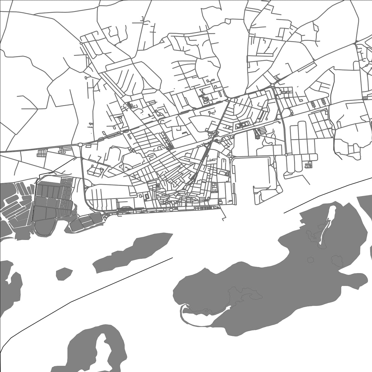 ROAD MAP OF OLHAO, PORTUGAL BY MAPBAKES