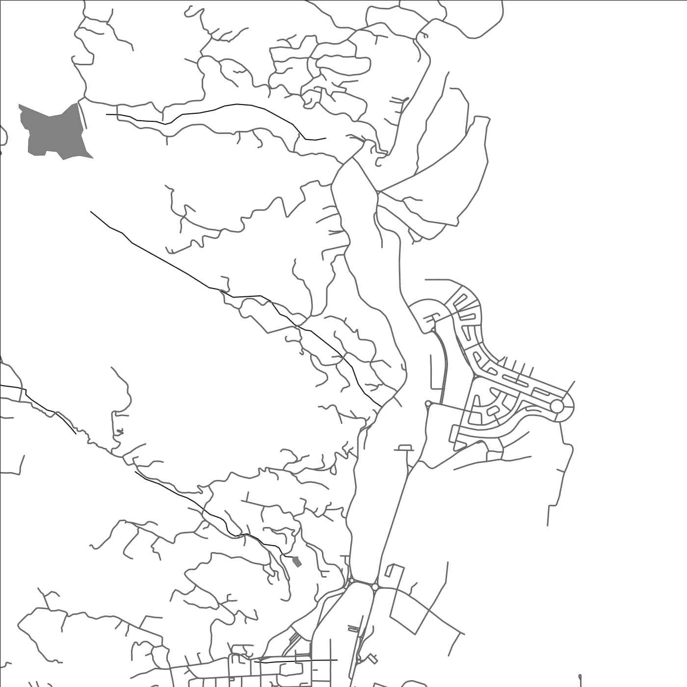 ROAD MAP OF DE QUINCEY VILLAGE, SEYCHELLES BY MAPBAKES