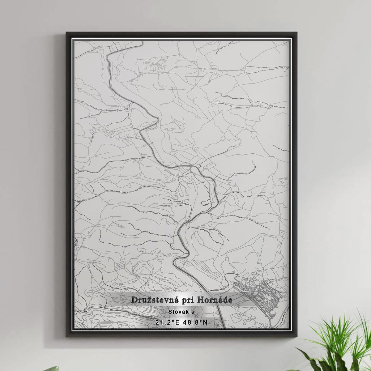 ROAD MAP OF DRUŽSTEVNÁ PRI HORNÁDE, SLOVAKIA BY MAPBAKES