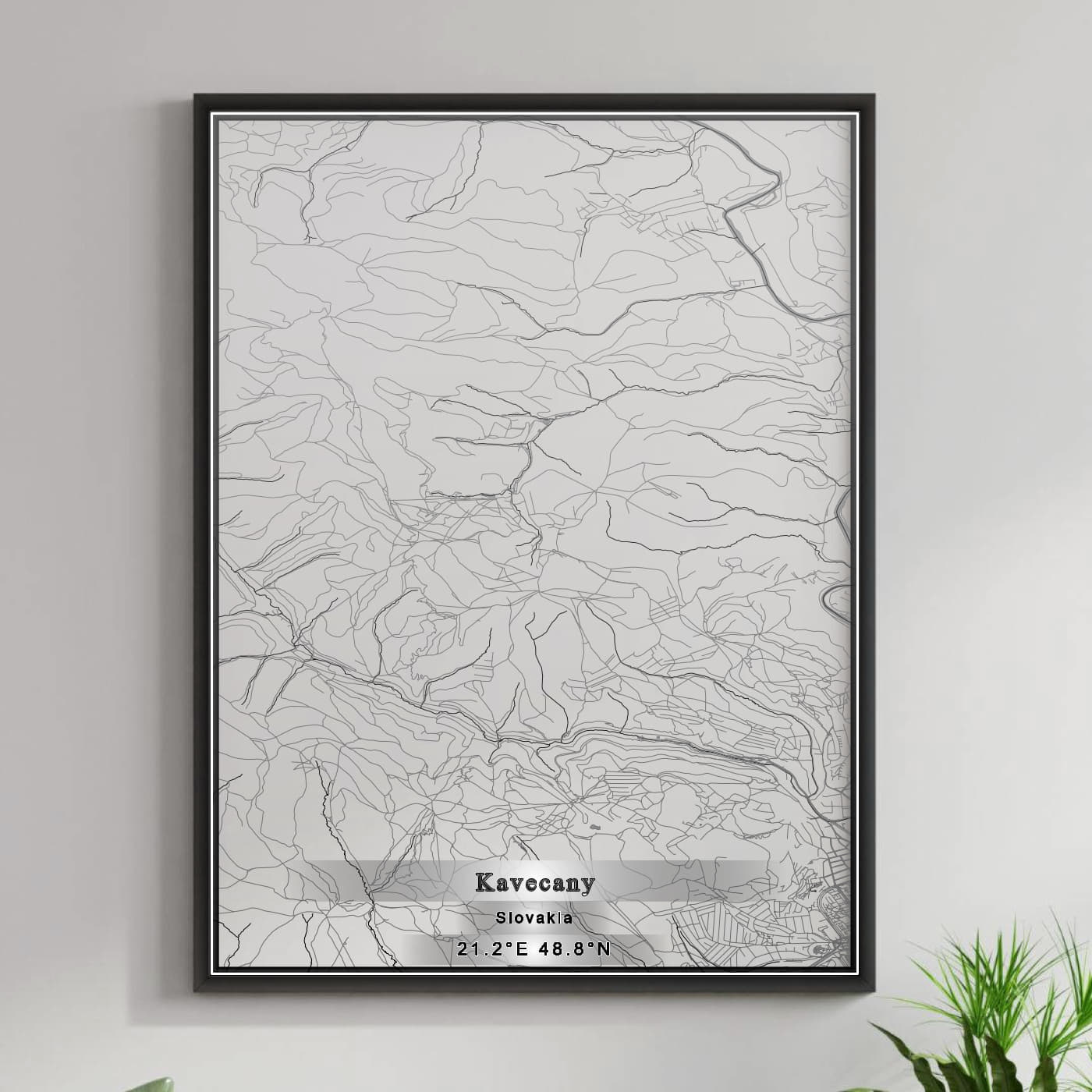 ROAD MAP OF KAVEČANY, SLOVAKIA BY MAPBAKES