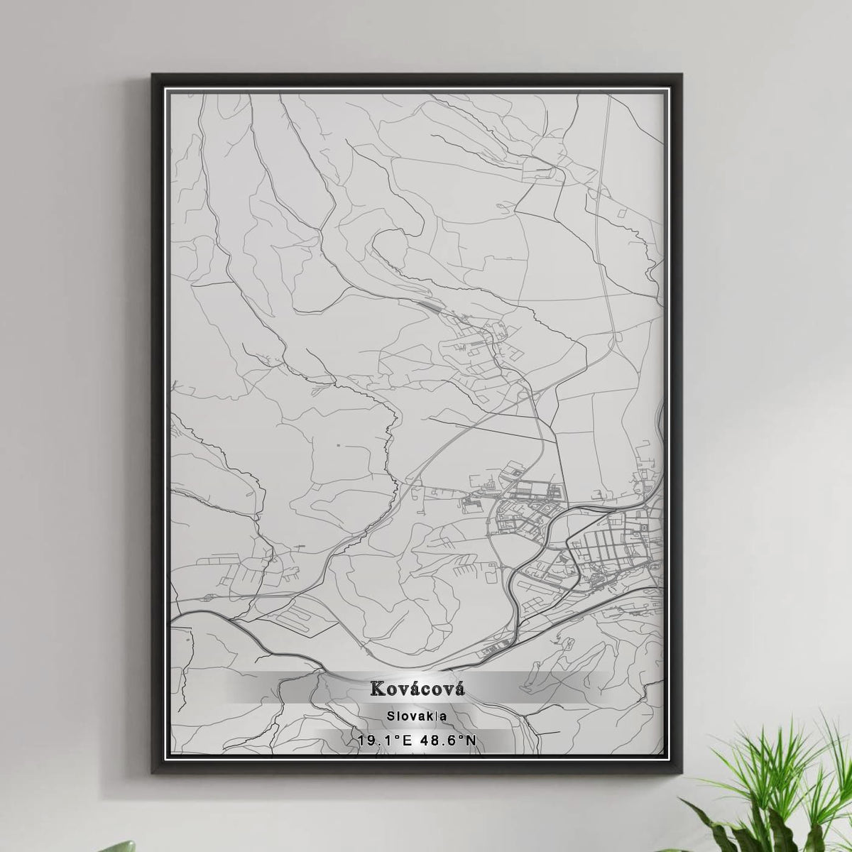 ROAD MAP OF KOVÁČOVÁ, SLOVAKIA BY MAPBAKES