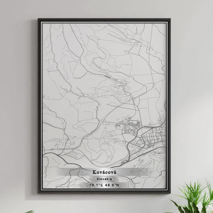 ROAD MAP OF KOVÁČOVÁ, SLOVAKIA BY MAPBAKES