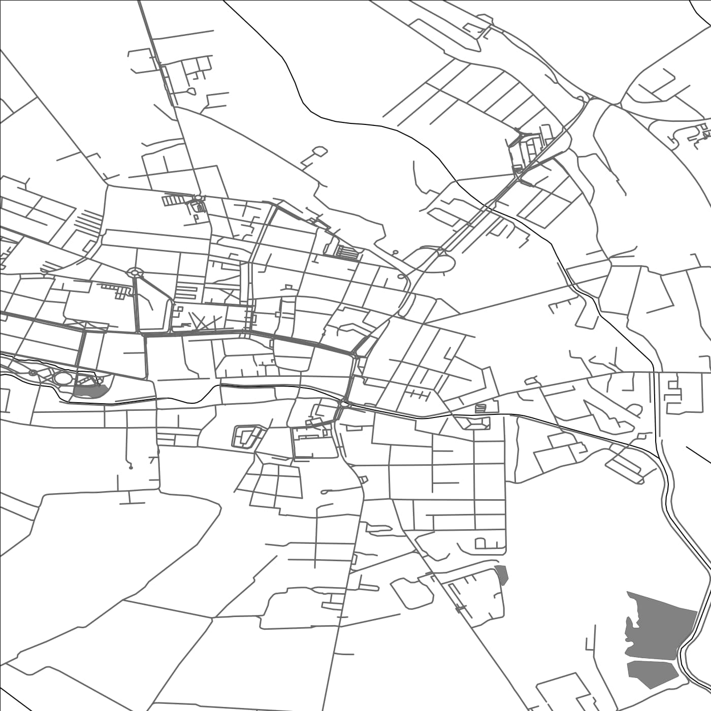 ROAD MAP OF LUČENEC, SLOVAKIA BY MAPBAKES