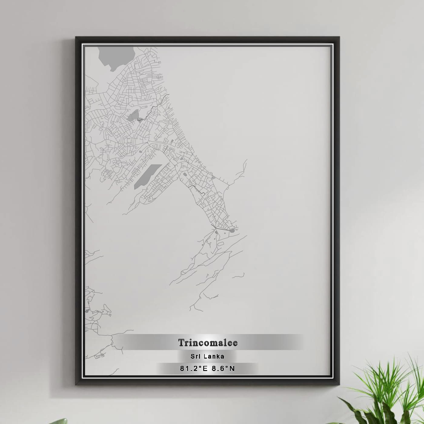 ROAD MAP OF TRINCOMALEE, SRI LANKA BY MAPBAKES