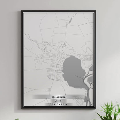 ROAD MAP OF BILOZERKA, UKRAINE BY MAPBAKES