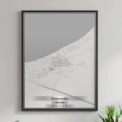 ROAD MAP OF DNIPRORUDNE, UKRAINE BY MAPBAKES