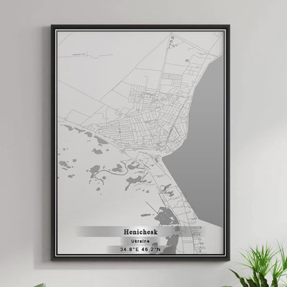 ROAD MAP OF HENICHESK, UKRAINE BY MAPBAKES