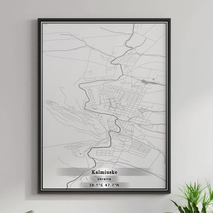 ROAD MAP OF KALMIUSKE, UKRAINE BY MAPBAKES