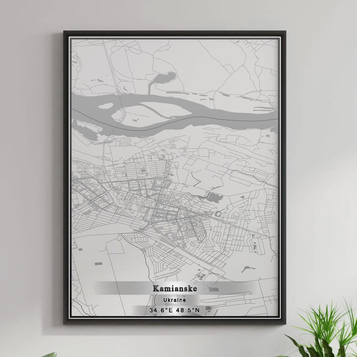 ROAD MAP OF KAMIANSKE, UKRAINE BY MAPBAKES
