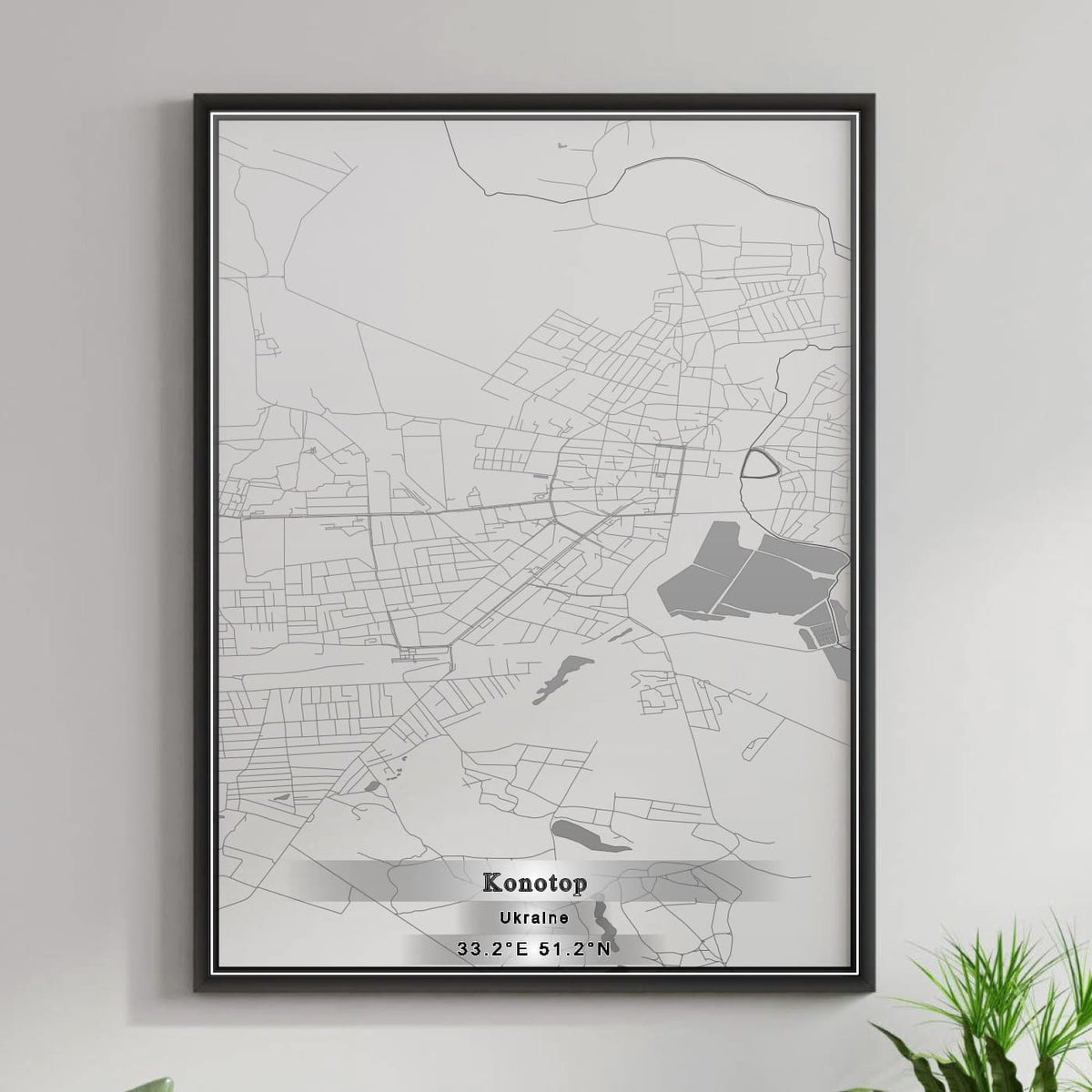 ROAD MAP OF KONOTOP, UKRAINE BY MAPBAKES