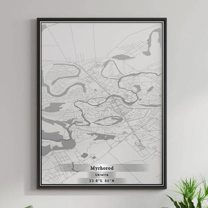 ROAD MAP OF MYRHOROD, UKRAINE BY MAPBAKES
