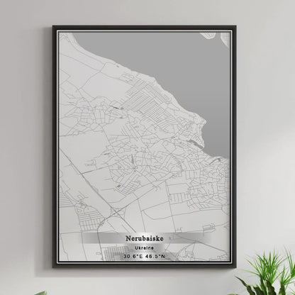 ROAD MAP OF NERUBAISKE, UKRAINE BY MAPBAKES