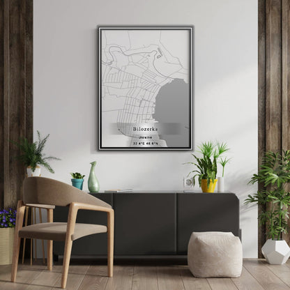ROAD MAP OF BILOZERKA, UKRAINE BY MAPBAKES