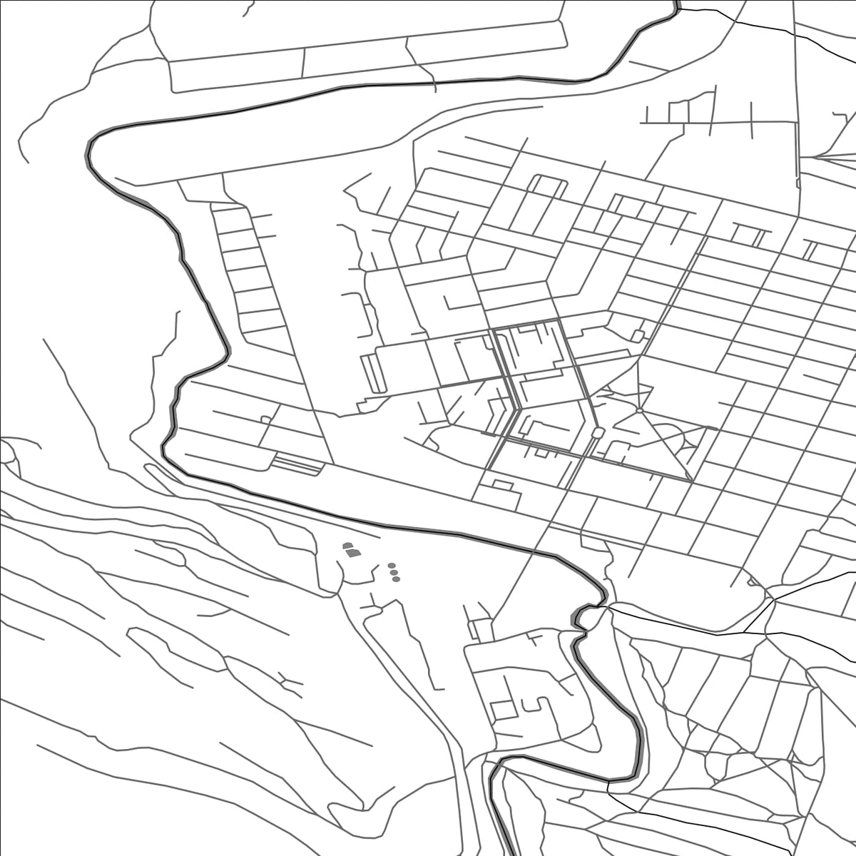 ROAD MAP OF KALMIUSKE, UKRAINE BY MAPBAKES