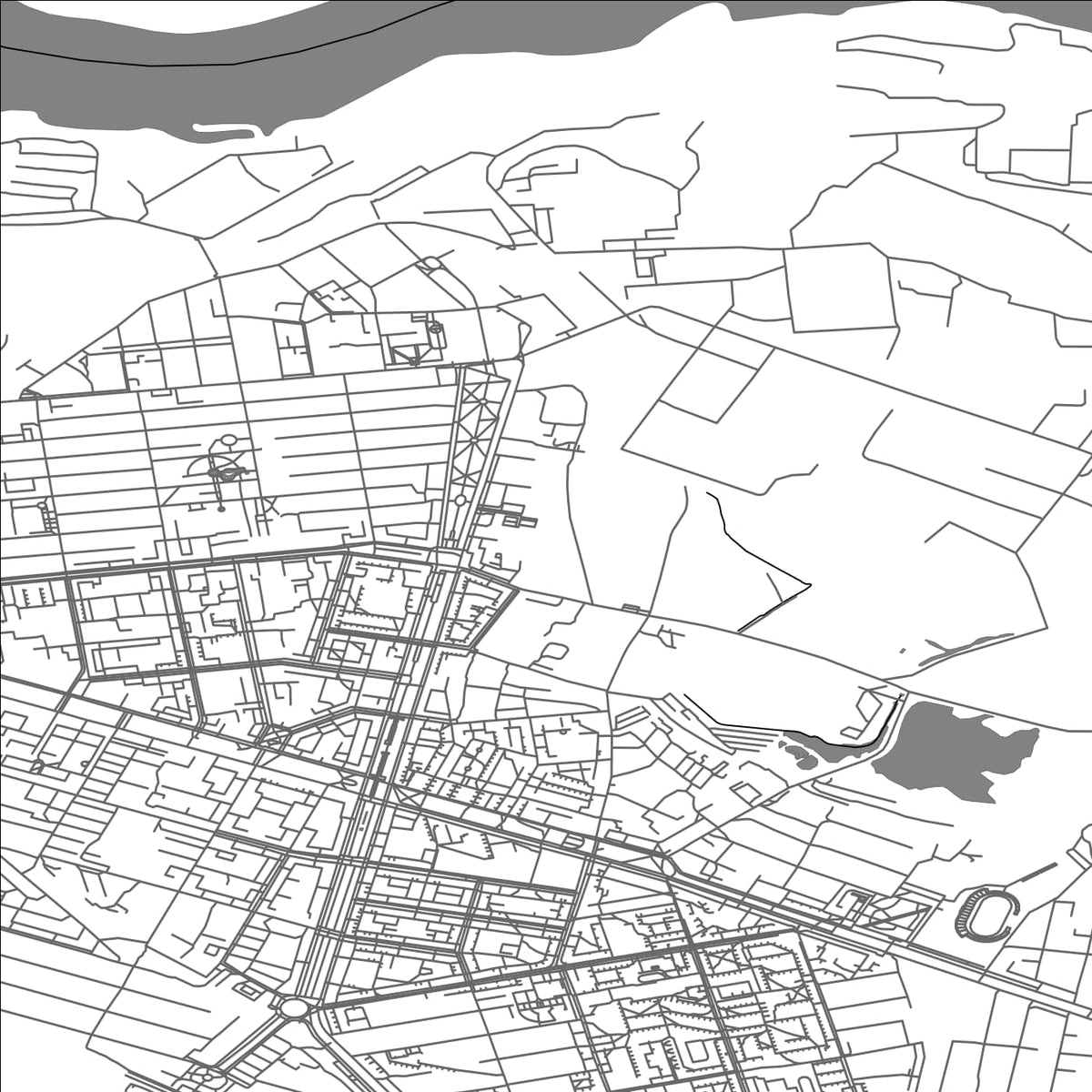 ROAD MAP OF KAMIANSKE, UKRAINE BY MAPBAKES