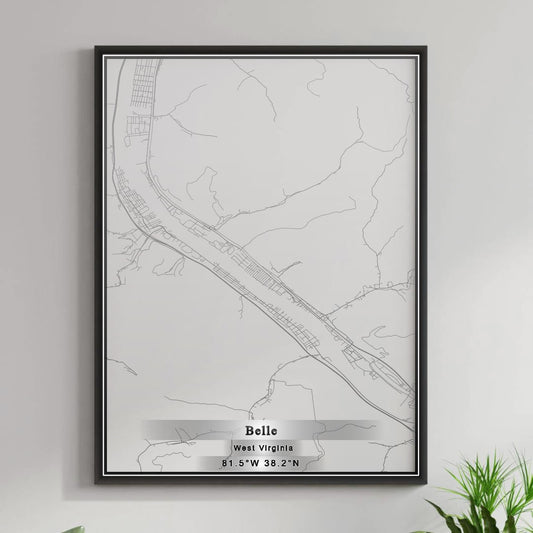 ROAD MAP OF BELLE, WEST VIRGINIA BY MAPBAKES