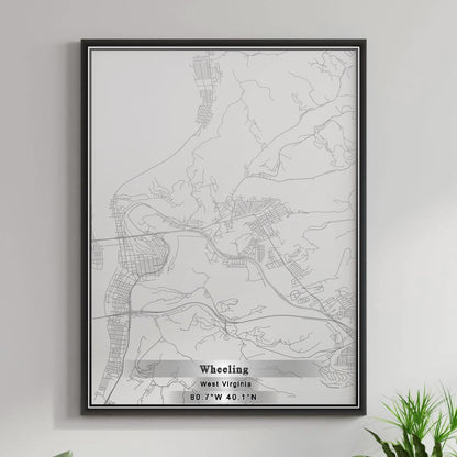 ROAD MAP OF WHEELING, WEST VIRGINIA BY MAPBAKES