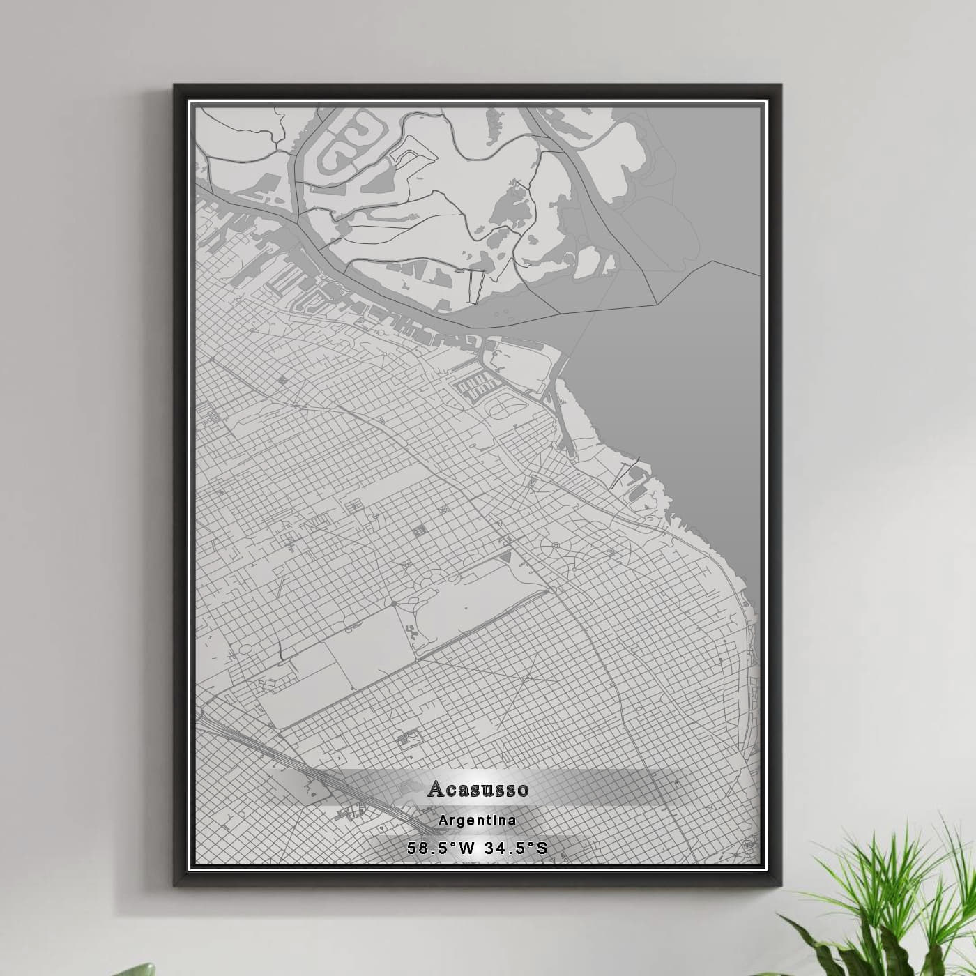 ROAD MAP OF ACASUSSO, ARGENTINA BY MAPBAKES