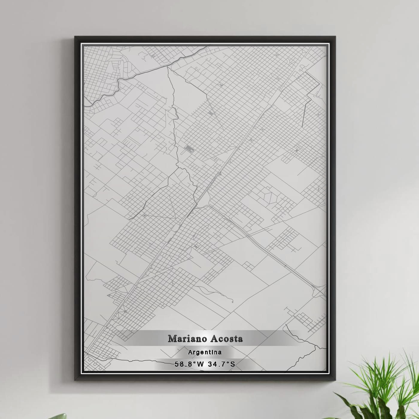 ROAD MAP OF MARIANO ACOSTA, ARGENTINA BY MAPBAKES