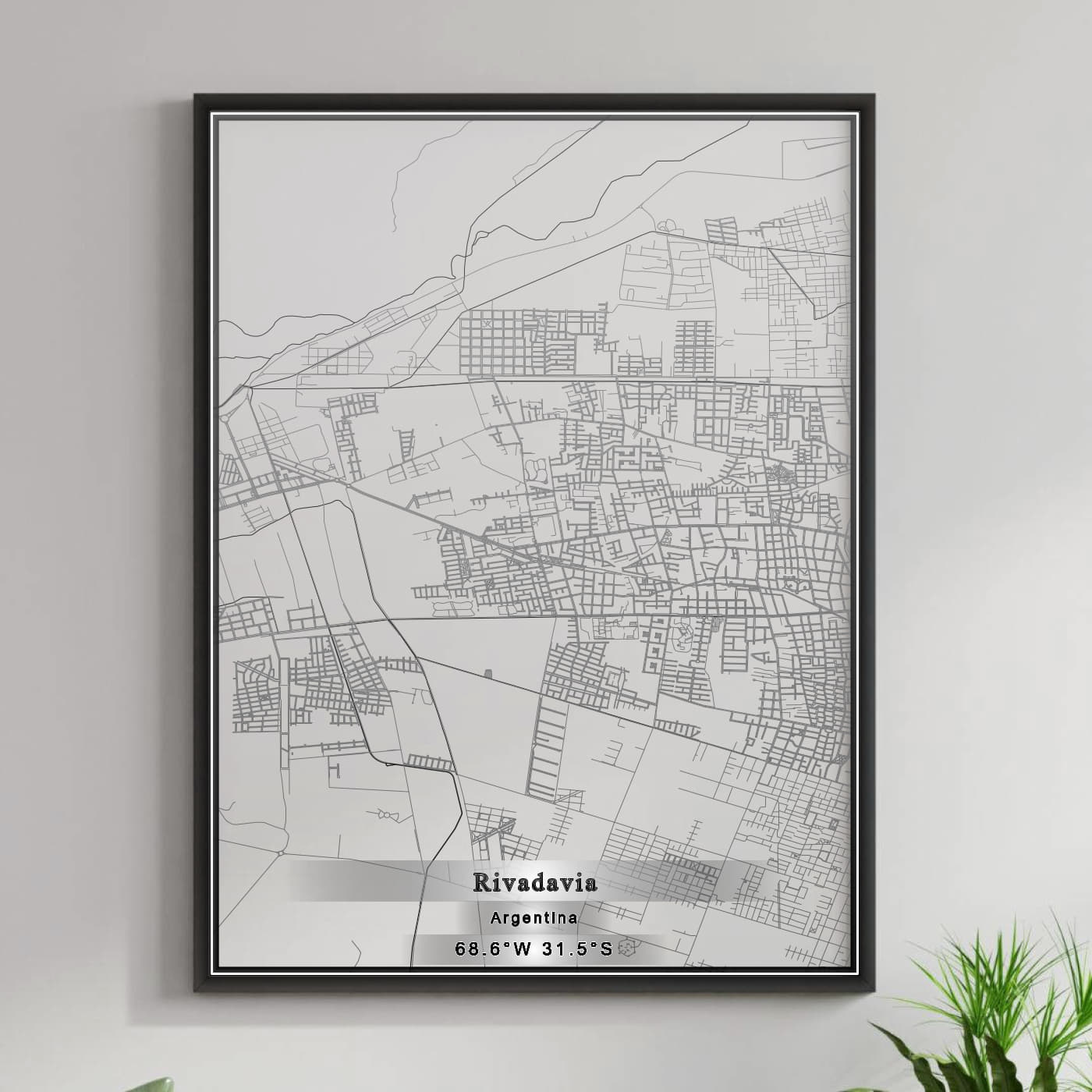 ROAD MAP OF RIVADAVIA, ARGENTINA BY MAPBAKES