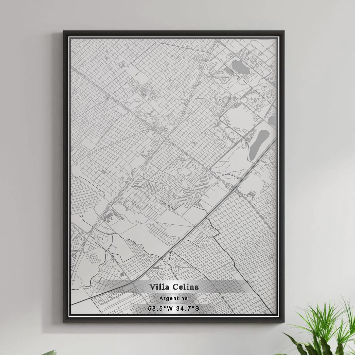 ROAD MAP OF VILLA CELINA, ARGENTINA BY MAPBAKES