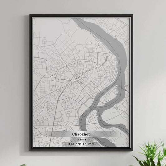 ROAD MAP OF CHAOZHOU, CHINA BY MAPBAKES