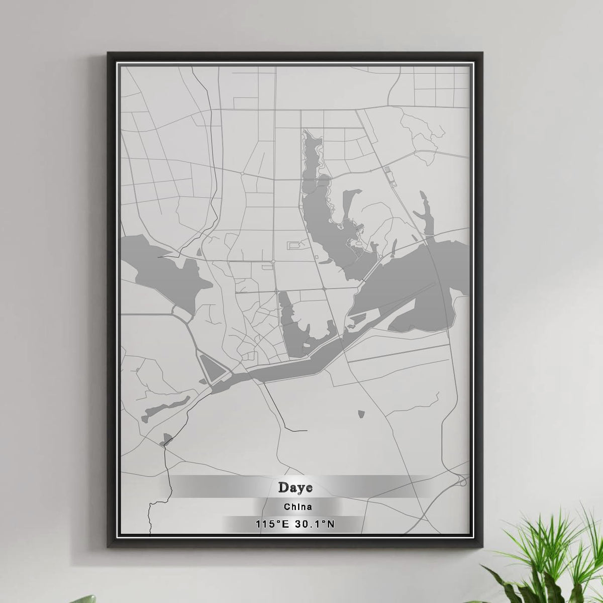 ROAD MAP OF DAYE, CHINA BY MAPBAKES