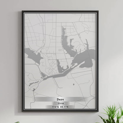 ROAD MAP OF DAYE, CHINA BY MAPBAKES