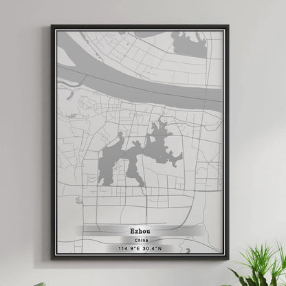 ROAD MAP OF EZHOU, CHINA BY MAPBAKES