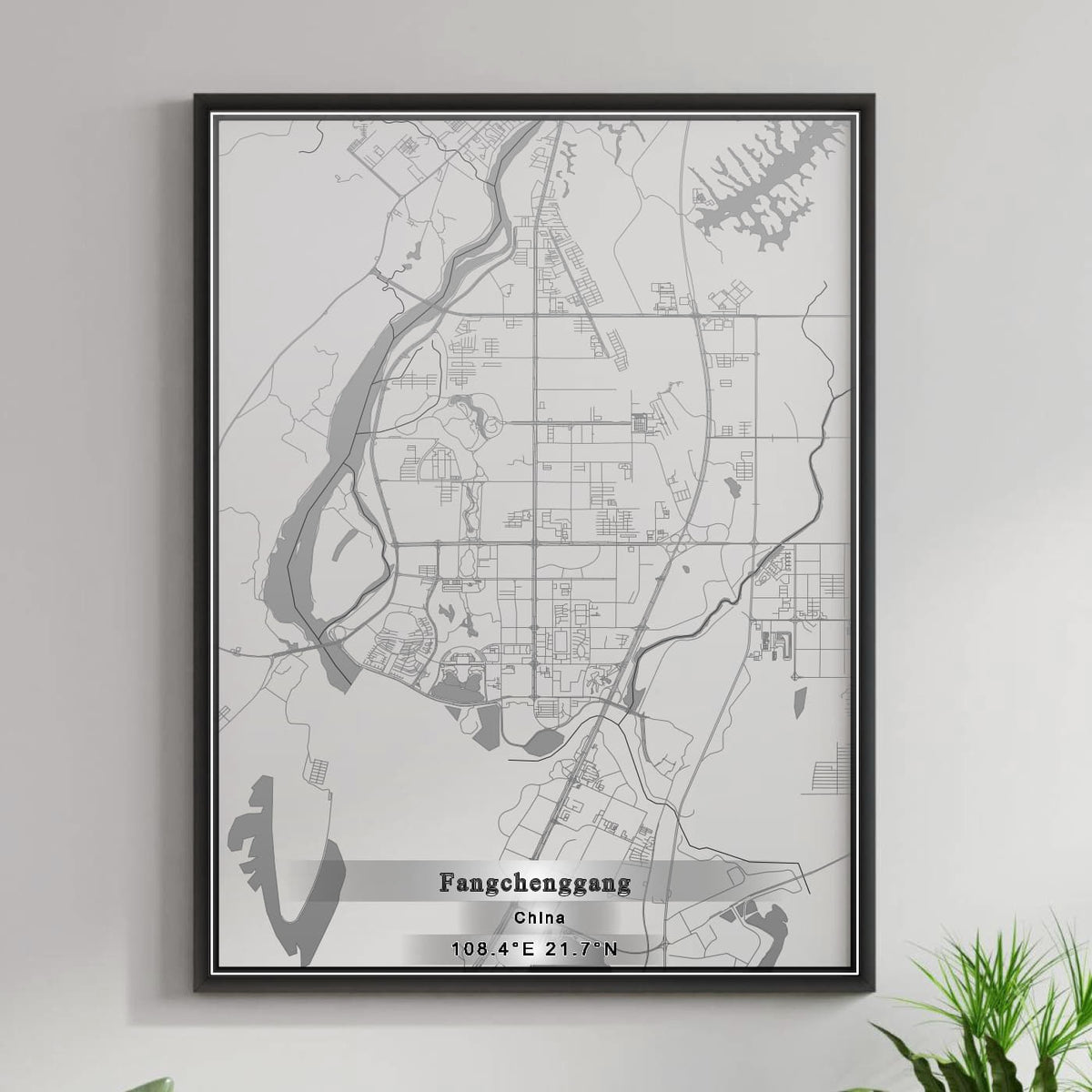 ROAD MAP OF FANGCHENGGANG, CHINA BY MAPBAKES