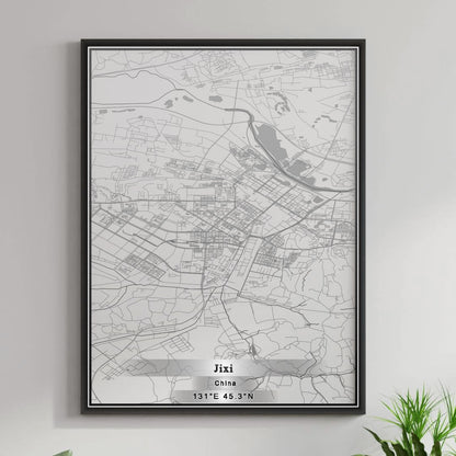 ROAD MAP OF JIXI, CHINA BY MAPBAKES
