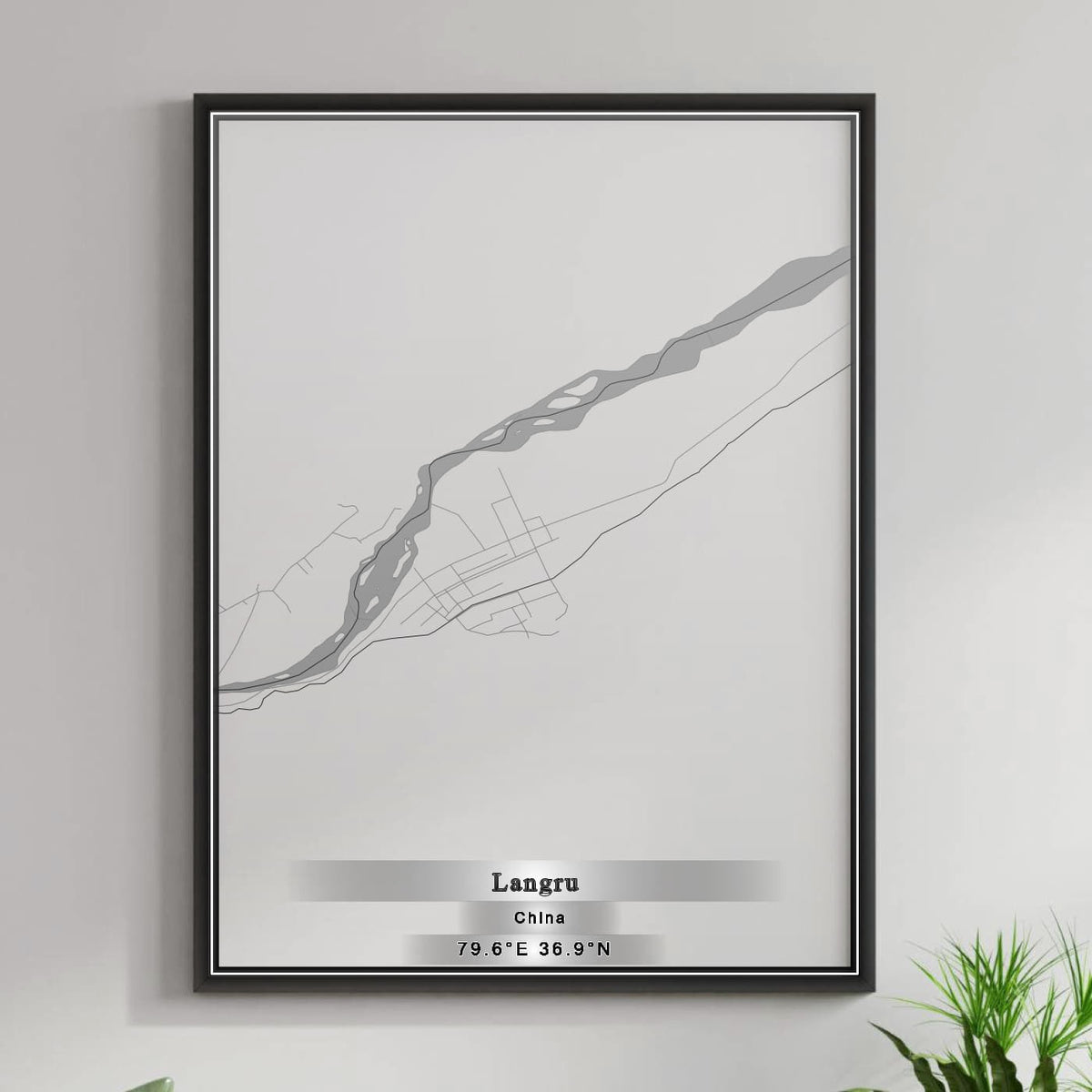ROAD MAP OF LANGRU, CHINA BY MAPBAKES