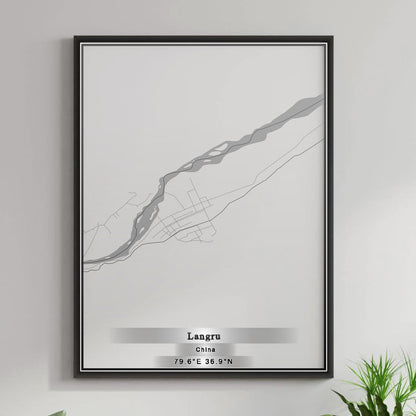 ROAD MAP OF LANGRU, CHINA BY MAPBAKES