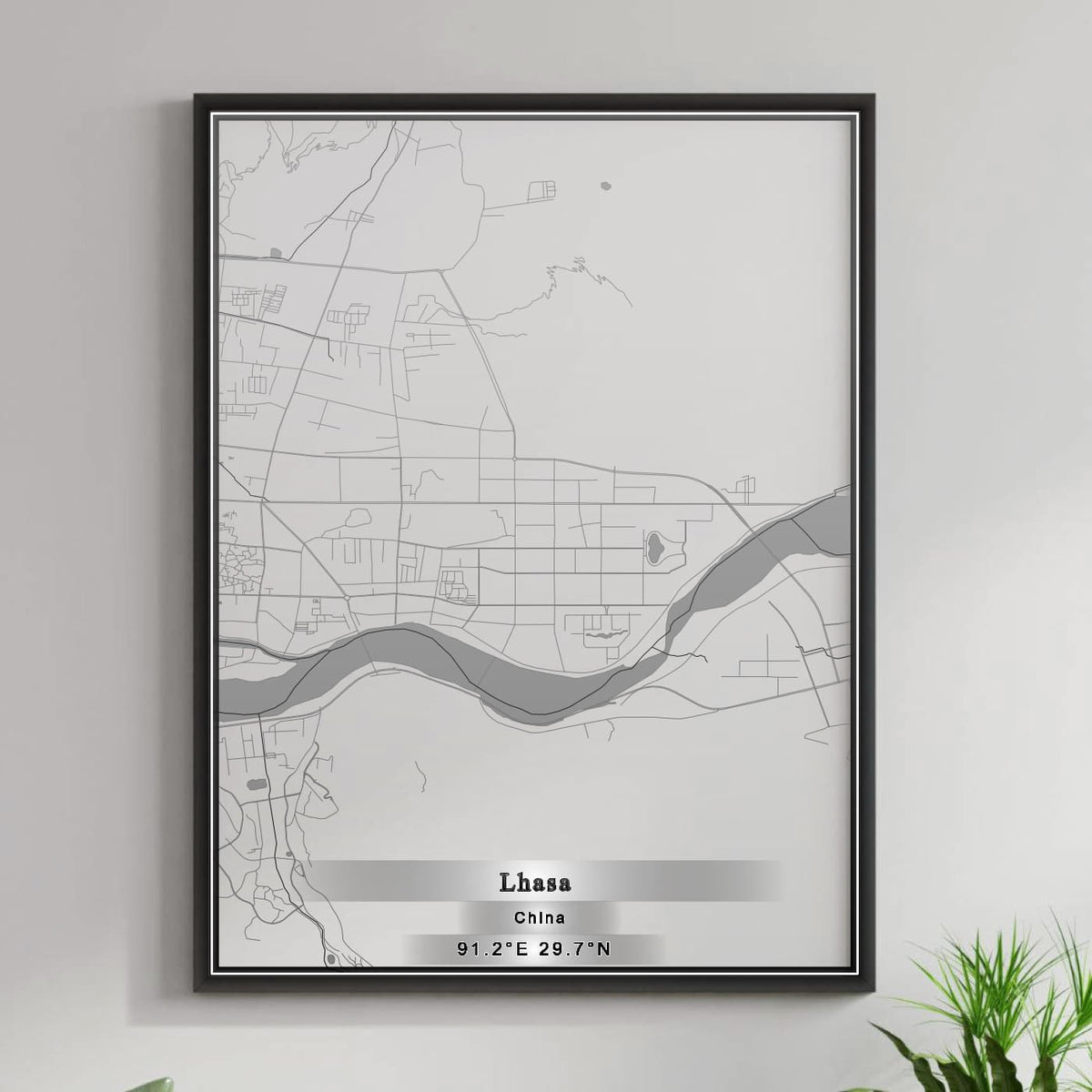 ROAD MAP OF LHASA, CHINA BY MAPBAKES