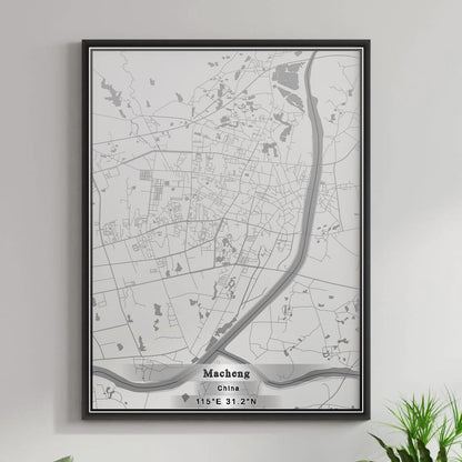 ROAD MAP OF MACHENG, CHINA BY MAPBAKES