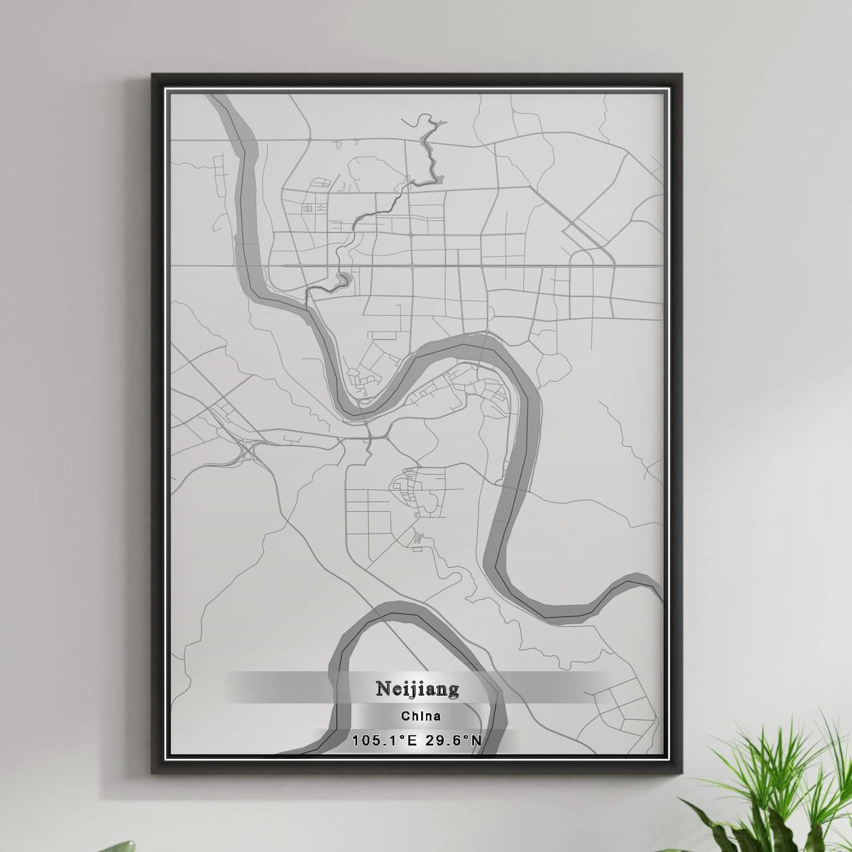 ROAD MAP OF NEIJIANG, CHINA BY MAPBAKES