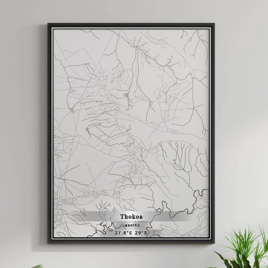 ROAD MAP OF THOKOA, LESOTHO BY MAPBAKES
