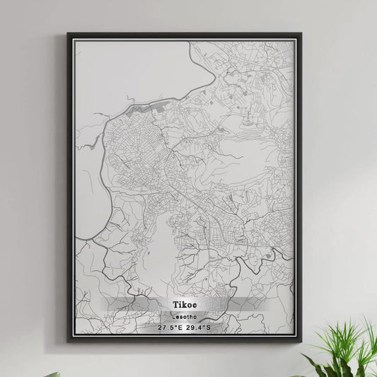 ROAD MAP OF TIKOE, LESOTHO BY MAPBAKES