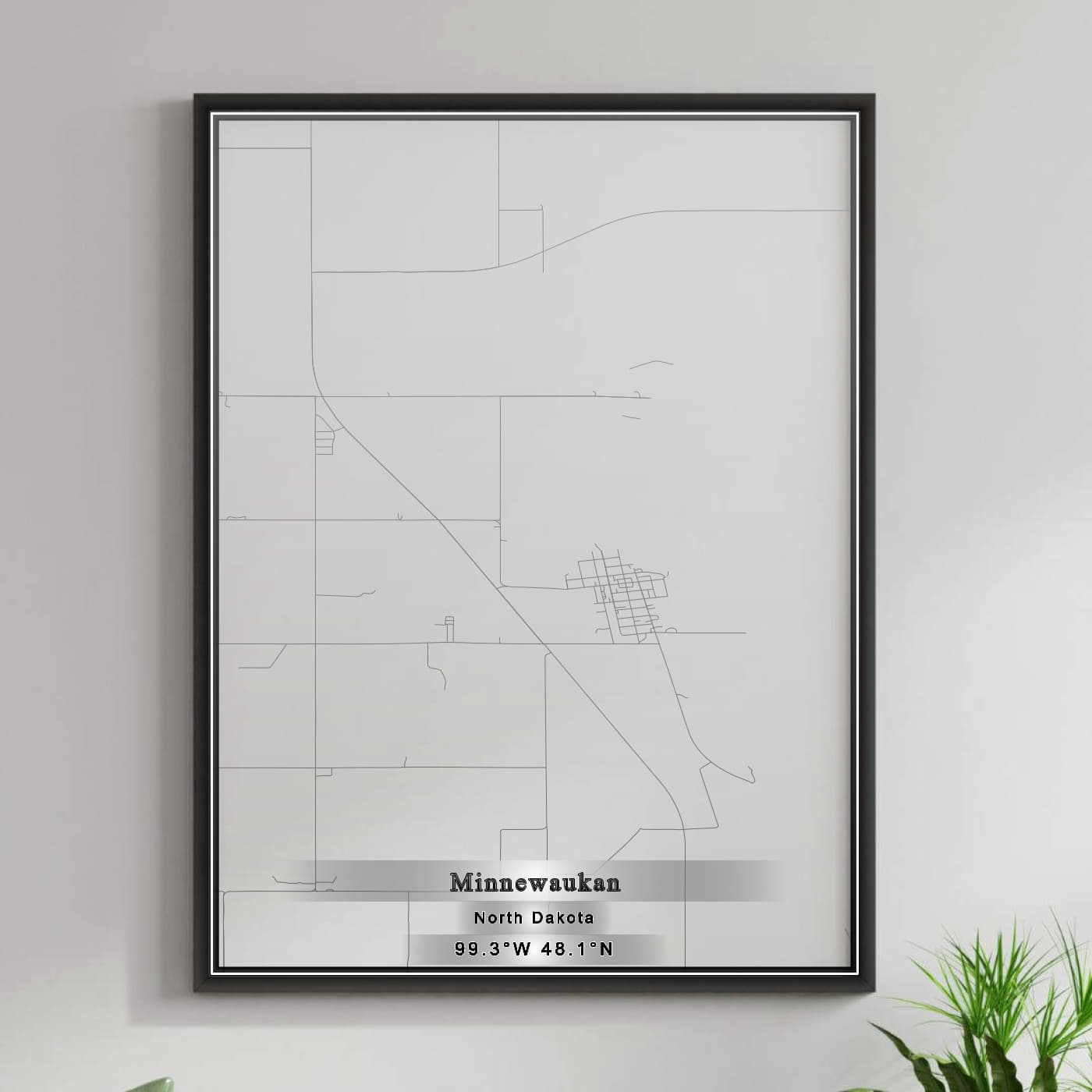 ROAD MAP OF MINNEWAUKAN, NORTH DAKOTA BY MAPBAKES MapBakes