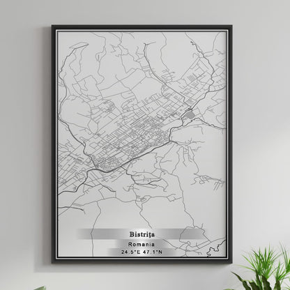 ROAD MAP OF BISTRITA, ROMANIA BY MAPBAKES