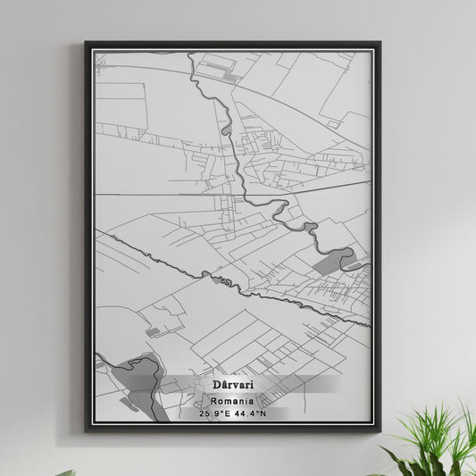 ROAD MAP OF DARVARI, ROMANIA BY MAPBAKES